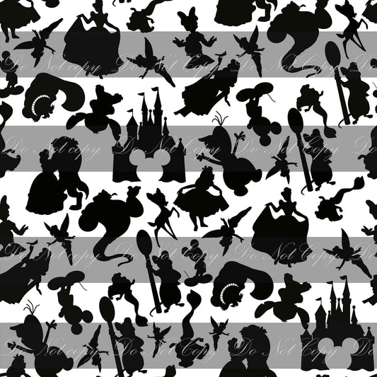 Preorder R35 -Silhouettes - Black  and White Main Print- Small Scale