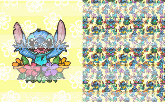 PREORDER R43-  Ohana-Alien and Flowers - Toddler Blanket Topper-(Tossed)