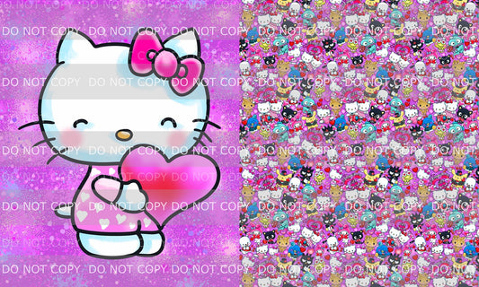 Preorder R31 Anywhere With You-White Cat With Heart Dress- Toddler Topper/ Purple/Pink Color